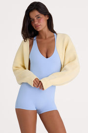 Oh Polly Knitwear BT2129 boléro crop jaune citron coton