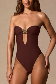 Oh Polly Swim Faye Maillot 1 Pièce Marron Espresso Découpé