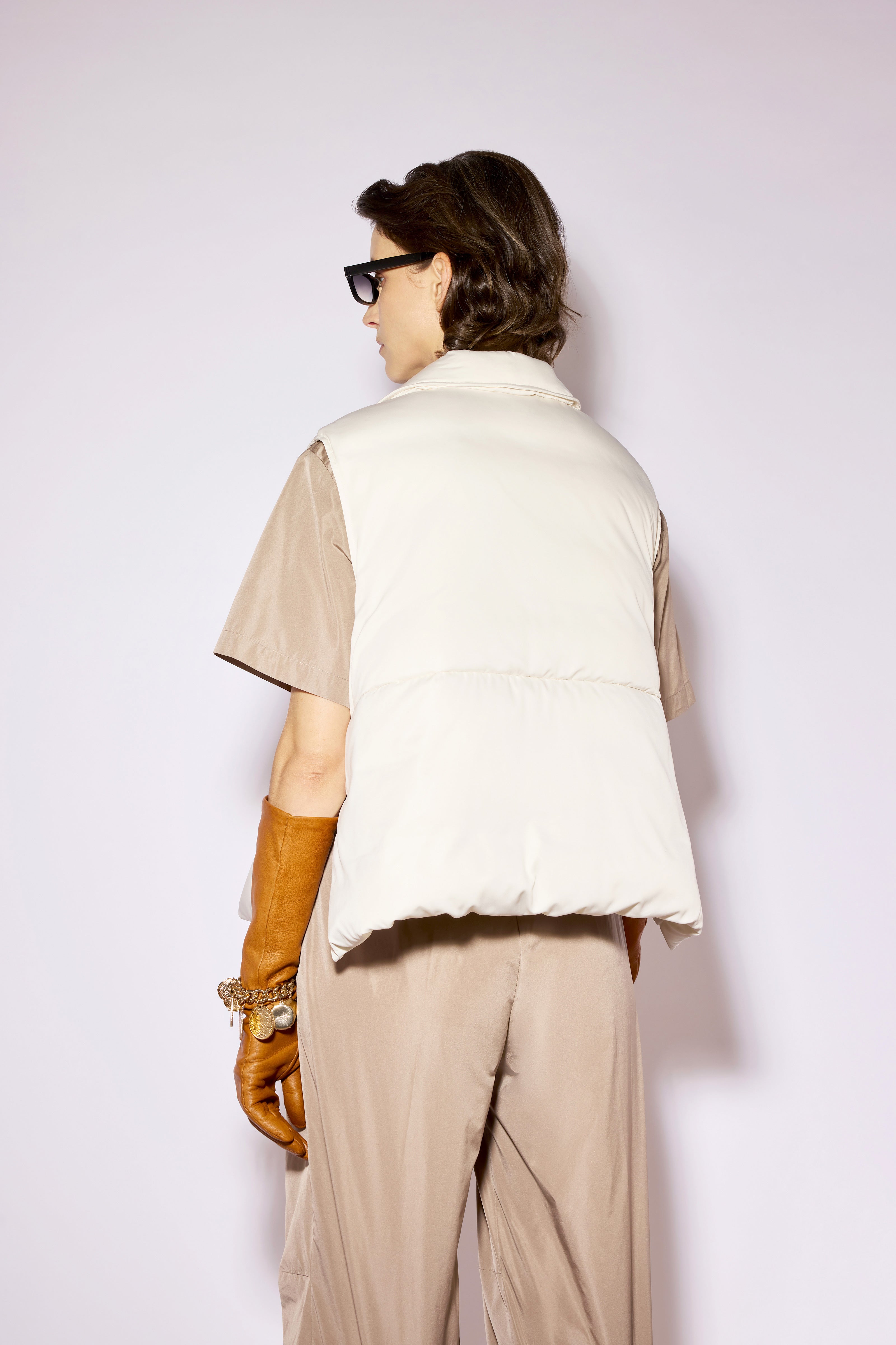 Liviana Conti Lamar gilet doudoune satin vert Eden