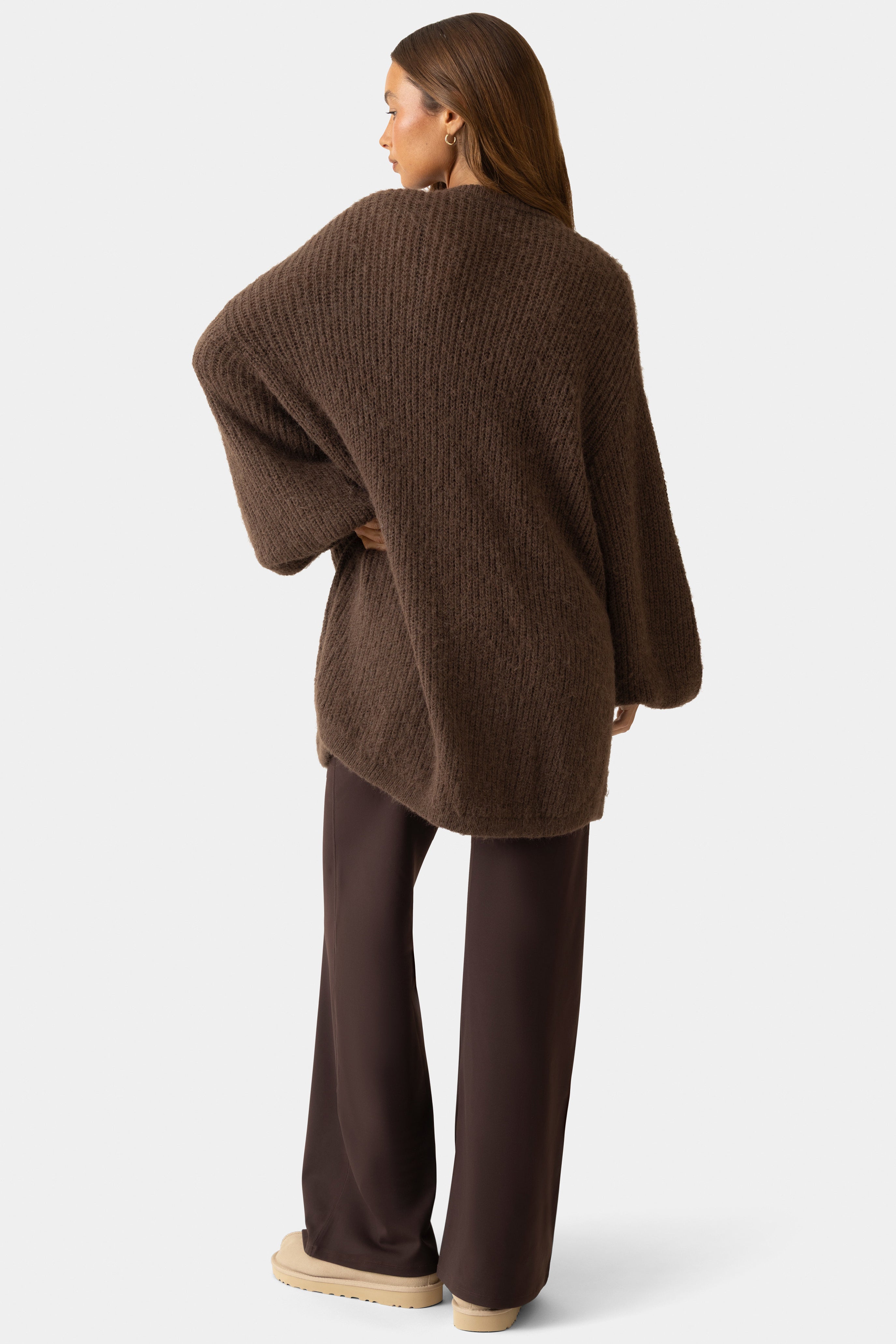 Oh Polly Bo+Tee Soft Knit cardigan gilet marron espresso