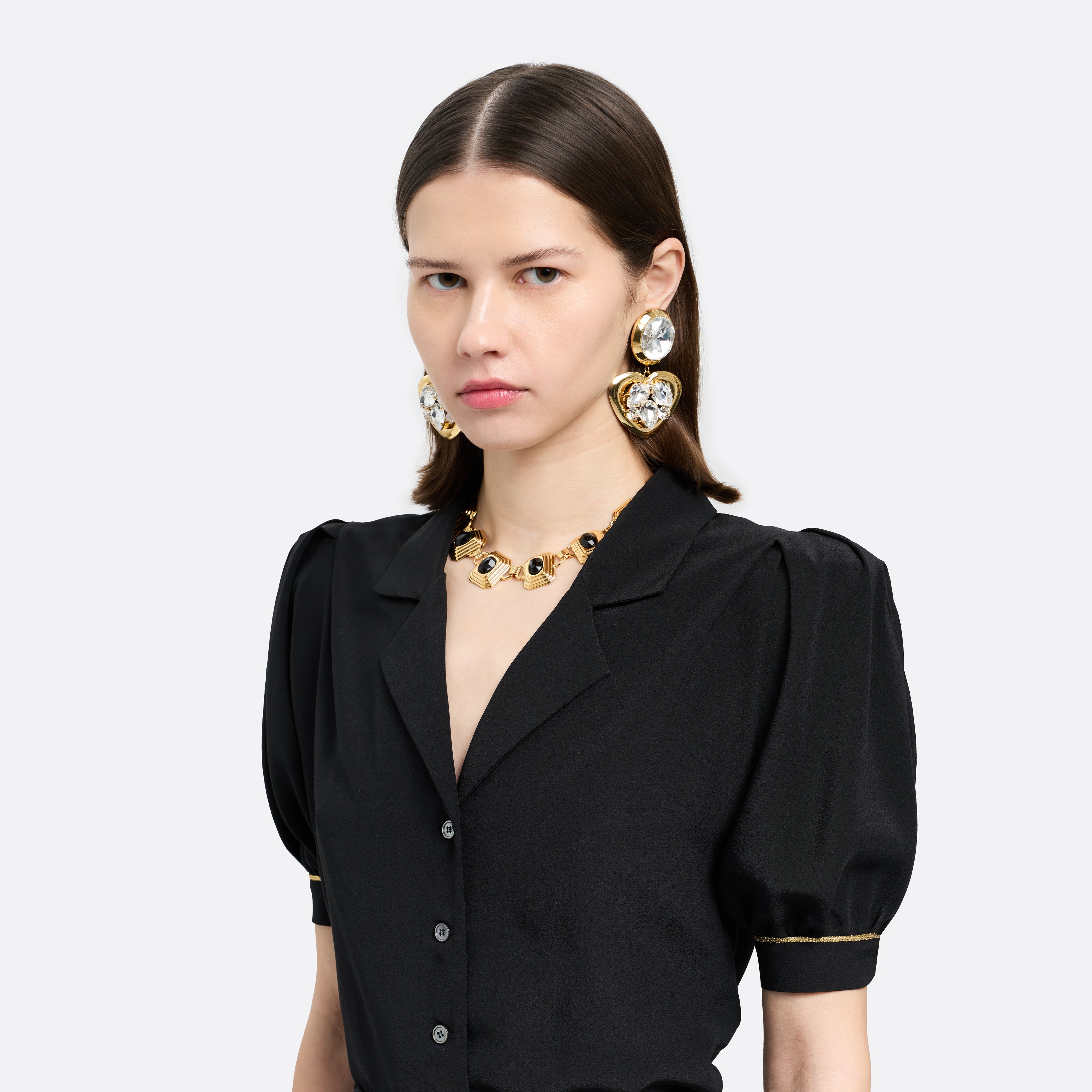 Alessandra Rich Jewellery boucles d'oreilles cristal cœur doré OS