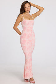 Oh Polly Valora robe maxi ombré rose perles col carré