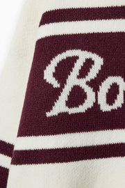 Oh Polly Knitwear BT1854B pull col roulé bordeaux laine