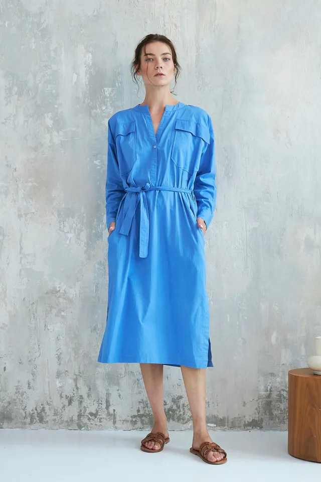 Chicosoleil Robes Robe Bambou bleu saphir coton S