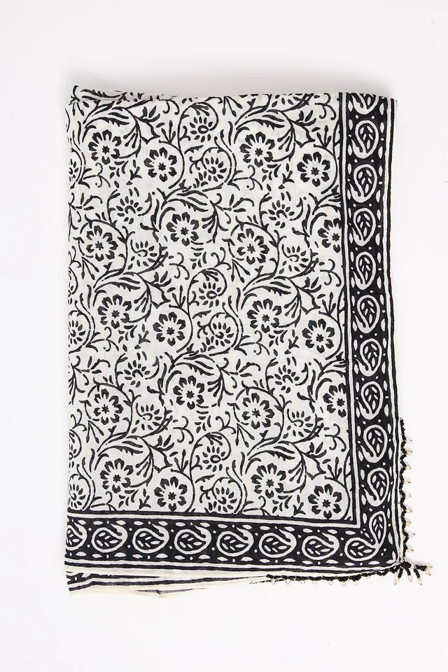 Chicosoleil paréo fleurs de tiaré voile coton perles