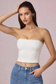 Oh Polly Tops Hania Caraco Blanc broderie anglaise