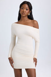 Oh Polly Dresses 12432B robe mini ivoire froncée modal
