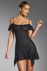 Oh Polly Beaufort 8093 mini robe noire perles strass