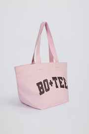 Bo+Tee Tote Bag Cabas Rose Pâle Toile de Coton Zippé