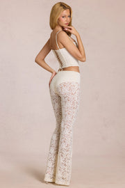 Oh Polly Calista pantalon dentelle flare perle mi-haute