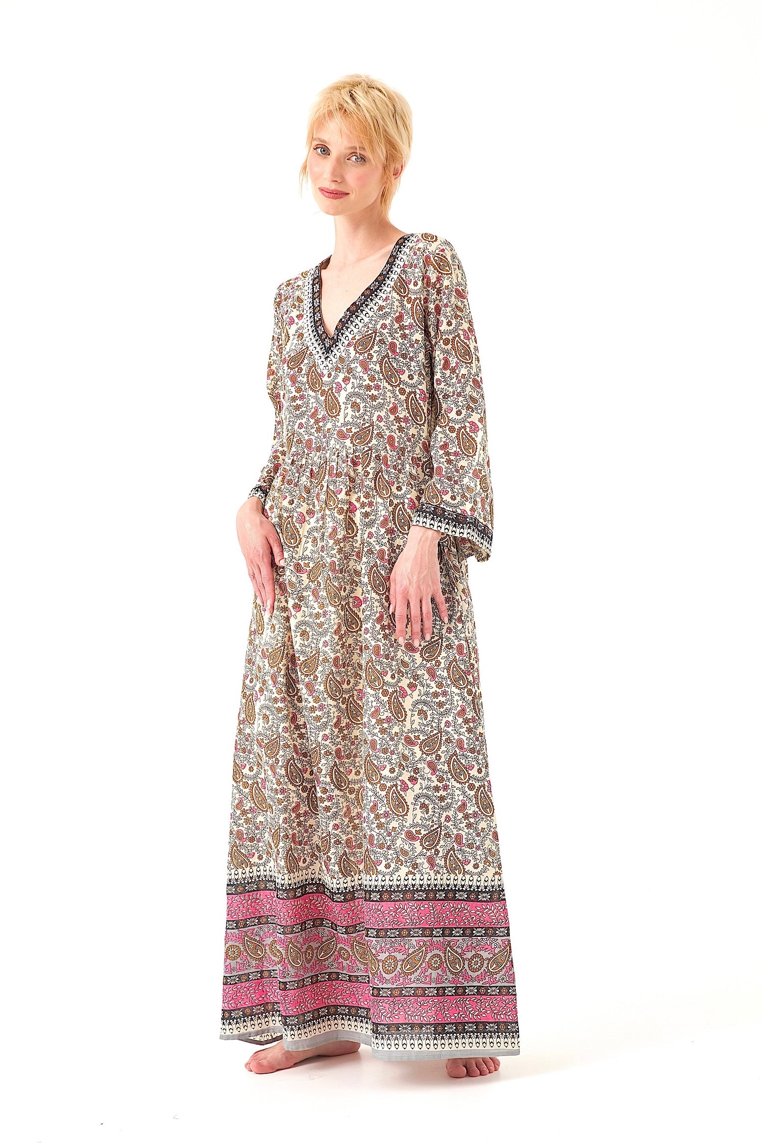 Chicosoleil Monika robe longue rose mandala coton
