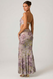 Oh Polly Lucienne robe maxi sirène lilas à strass