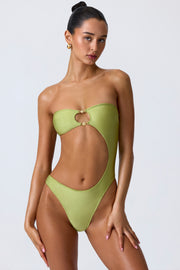 Oh Polly Swim Bandeau Cut-Out Maillot Une Pièce Vert Perle Découpé