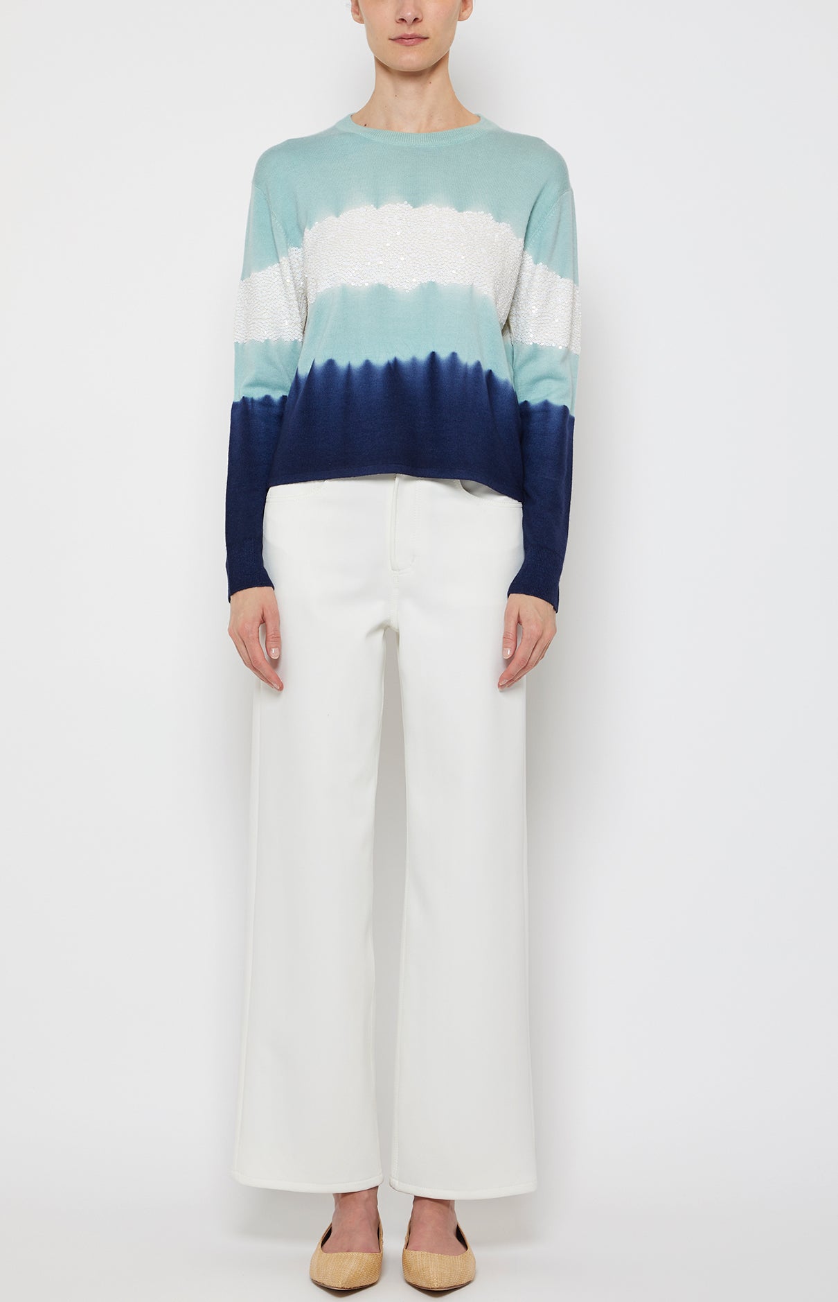 Prabal Gurung Embroidered Stripe pull bleu laine cachemire