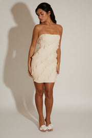 Oh Polly Tatiana robe mini bandeau vanille à volants