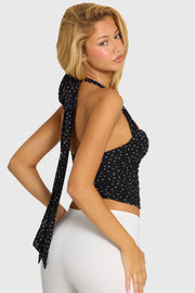 Oh Polly Tops Crop Top Myles 16673 Noir Pois Armaturé