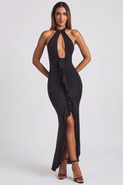 Oh Polly Apolline 9060 robe longue noire à volants