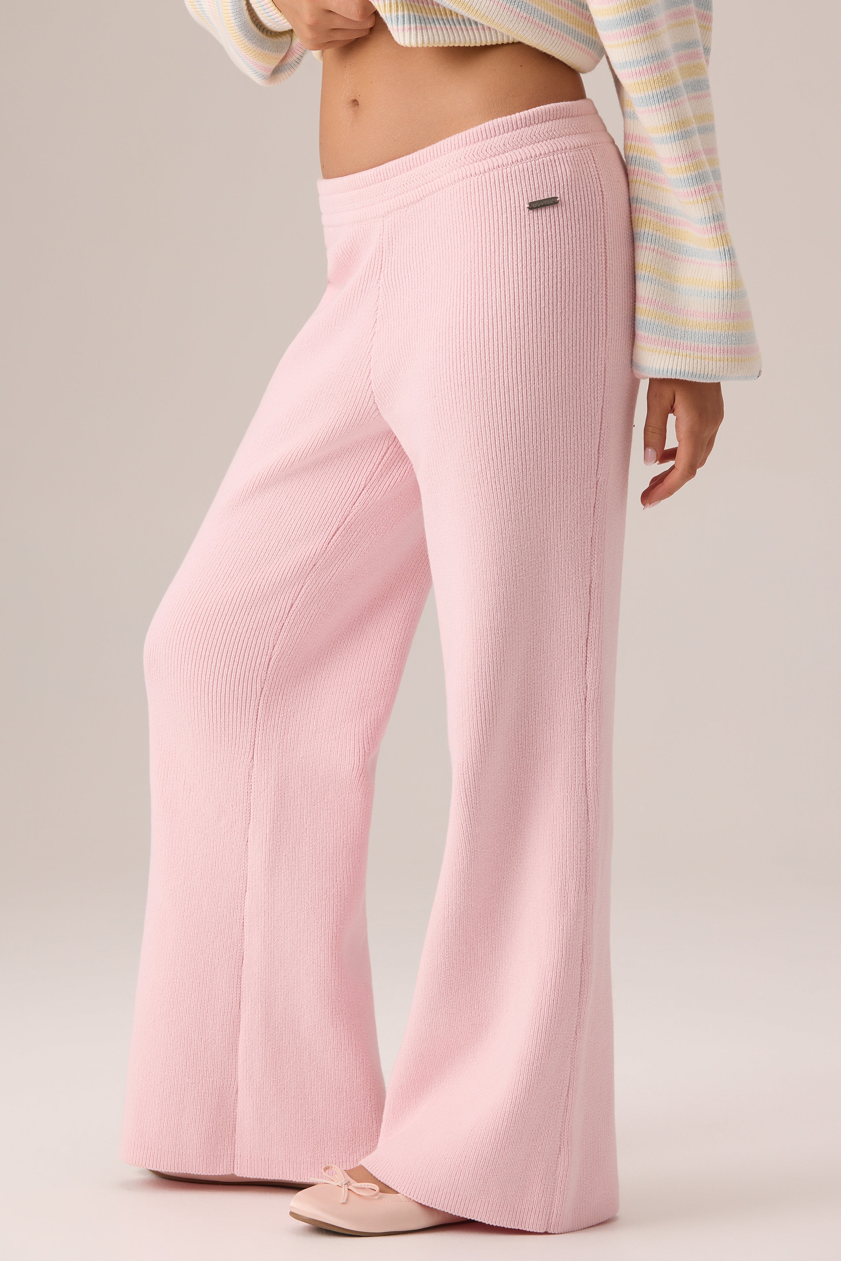 Oh Polly Bo+Tee Ribbed Knit jogging large rose pâle