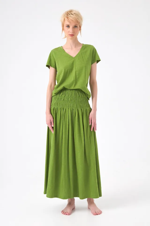 Chicosoleil Wendy jupe longue verte S flanelle coton