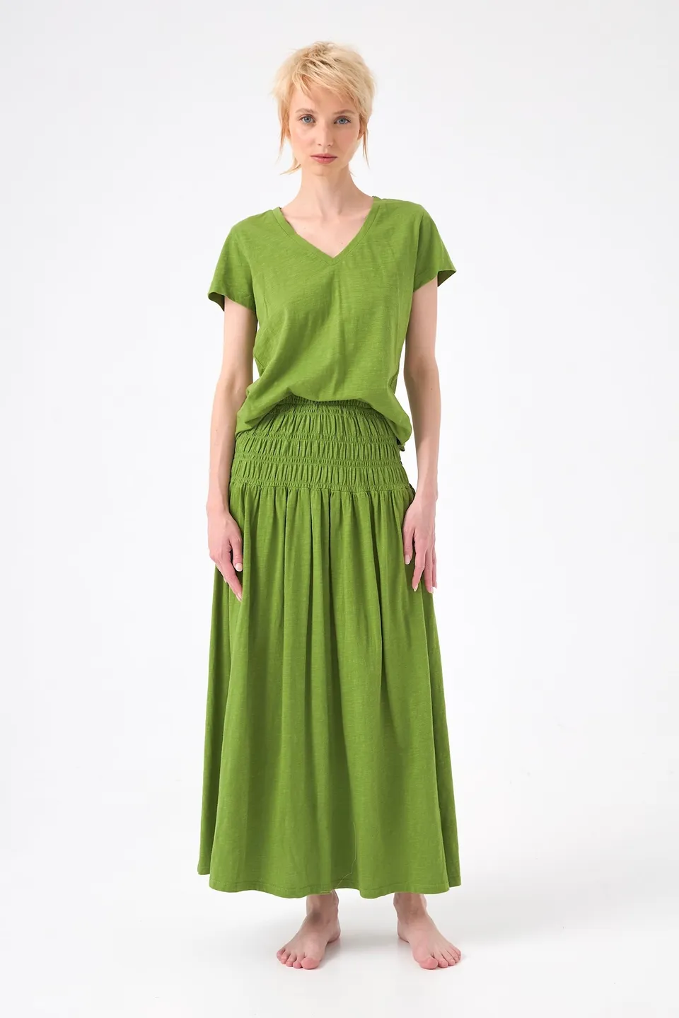 Chicosoleil Wendy jupe longue verte S flanelle coton