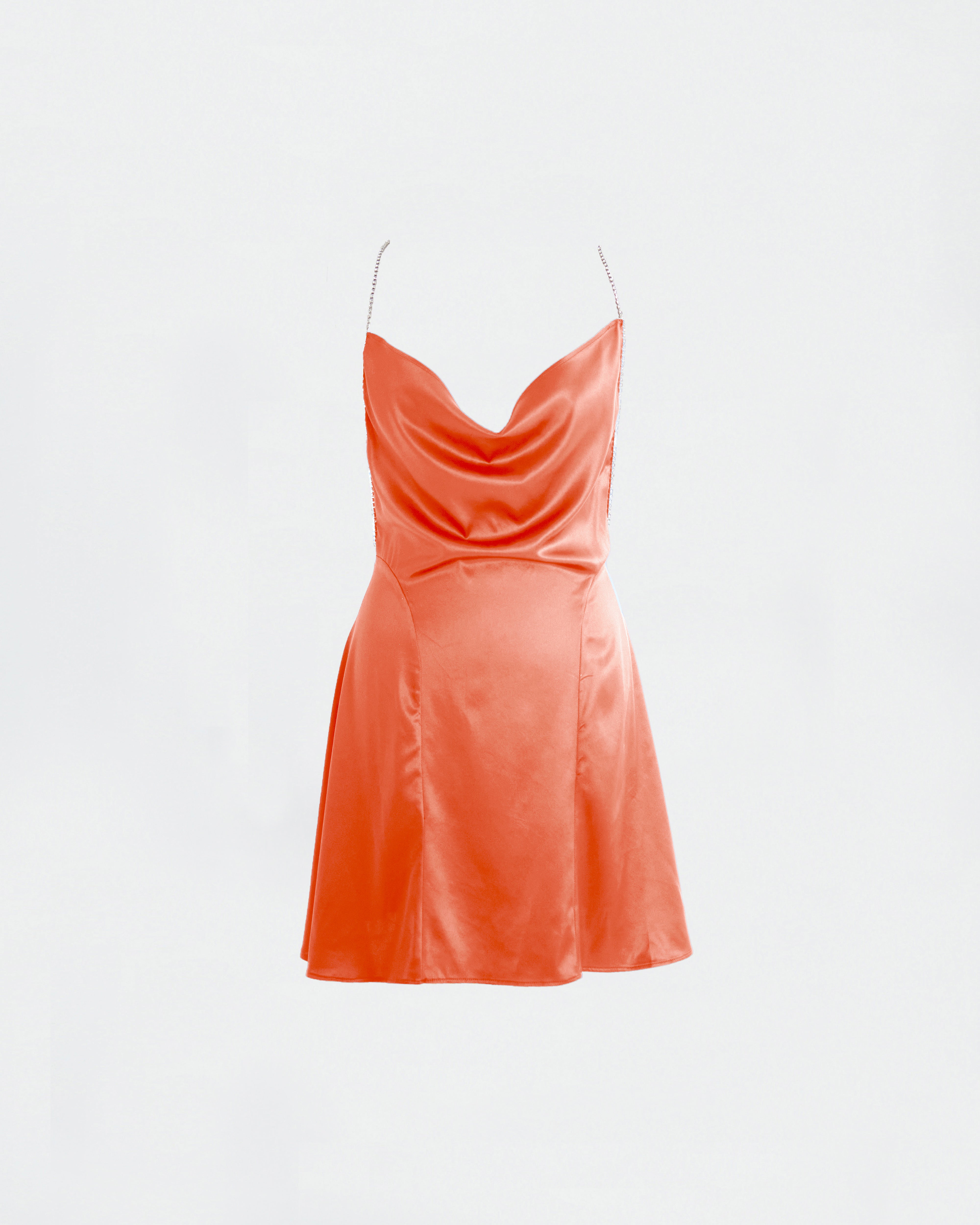 The Ethiquette Jenna Corail robe satin corail dos ouvert