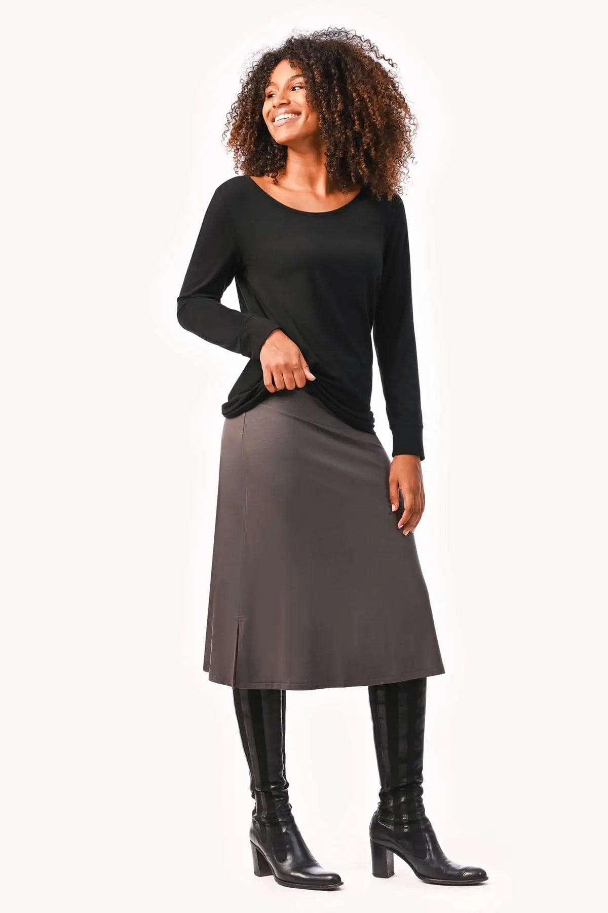 Thelma & Rose Ombeline jupe midi fendue noire taille 36
