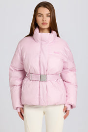 Oh Polly veste ski imperméable ceinturée rose poudre 18k
