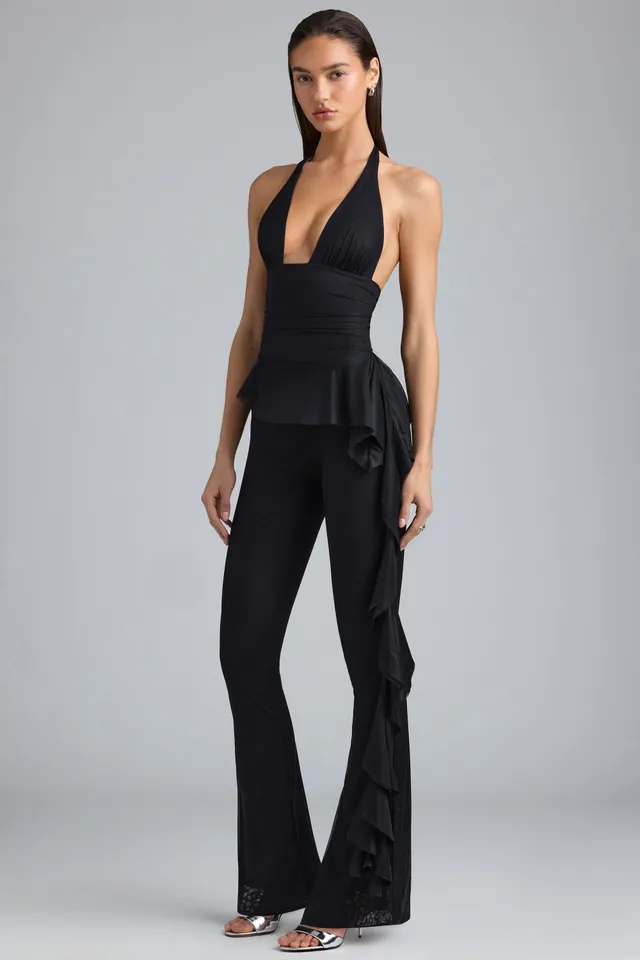 Oh Polly Reese 8204 pantalon noir volants métallisé