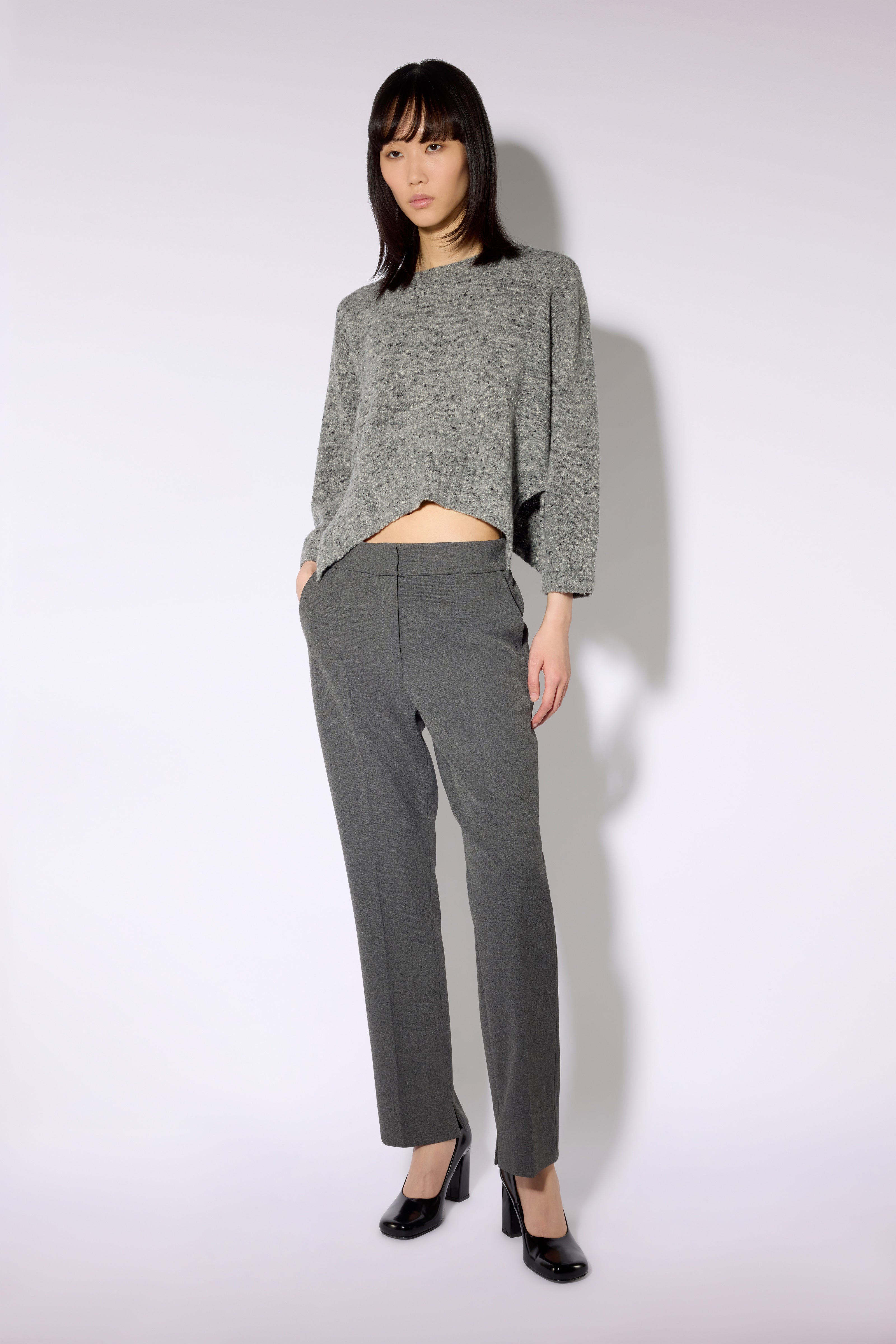 Liviana Conti Gemma pull gris chiné boutonné