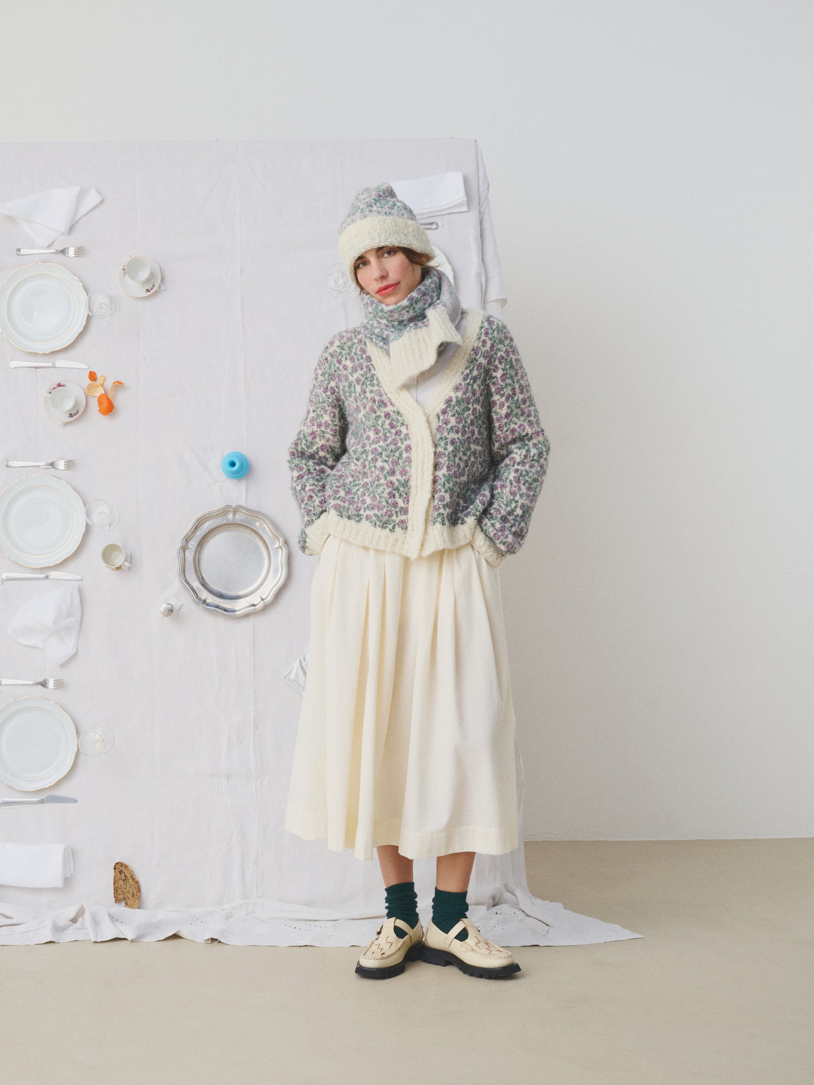 MII Mii à table Cardigan Ernst gilet femme S/M fleurs laine