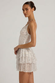 Oh Polly Embellished Orren robe mini blanche à strass