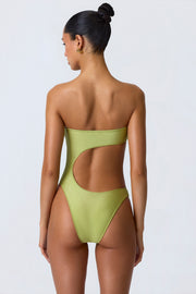 Oh Polly Swim Bandeau Cut-Out Maillot Une Pièce Vert Perle Découpé