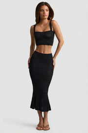 Oh Polly Skirts Yasira 13886 jupe noire maille volants