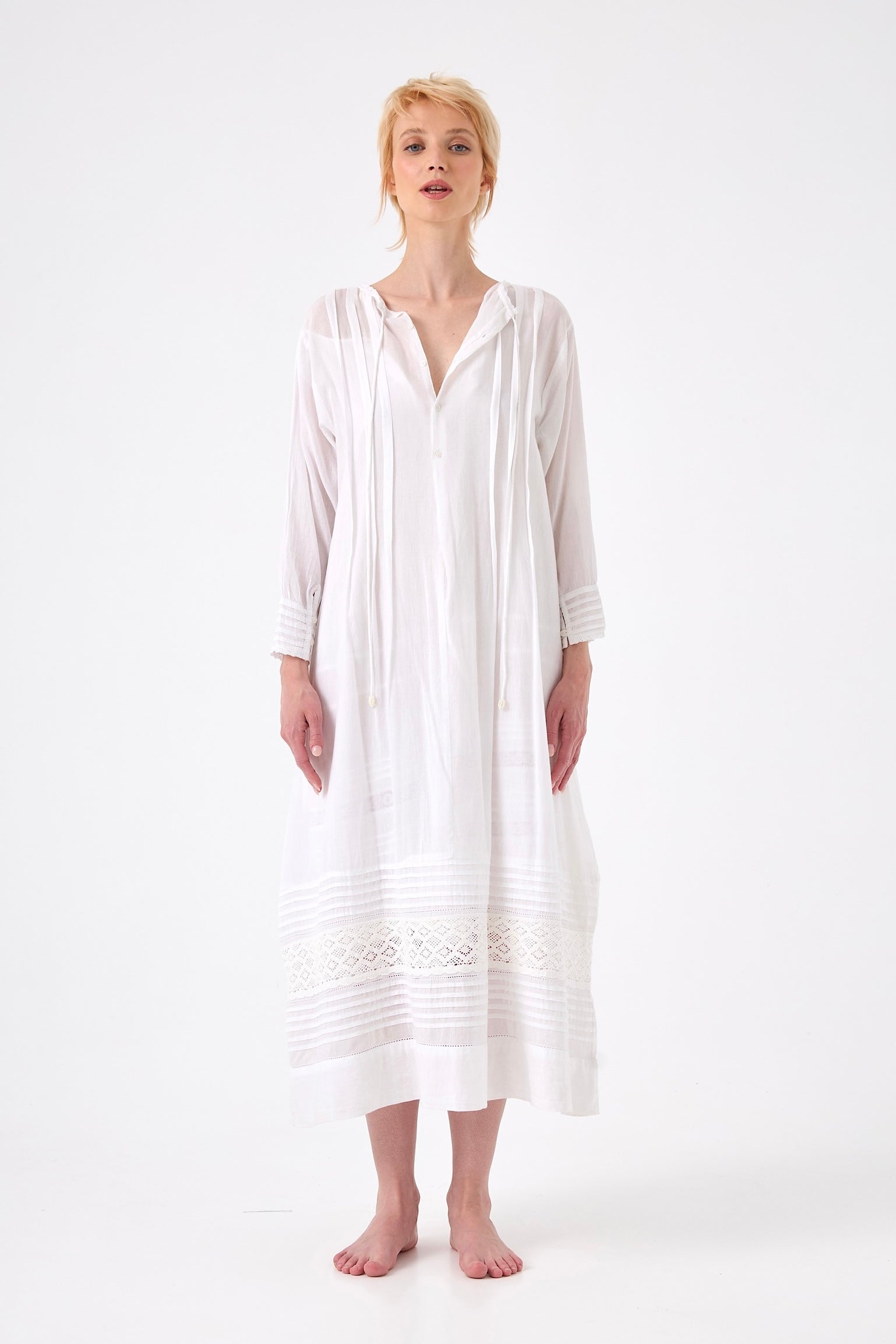 Chicosoleil Claudia robe longue blanc dentelle coton