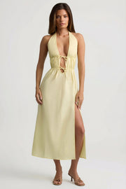 Oh Polly Aeris robe midaxi dos nu jaune citron coton