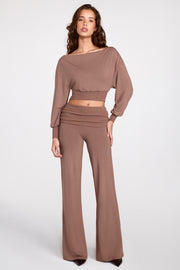 Oh Polly Thea pantalon droit modal marron mocha