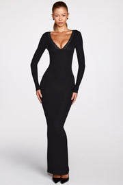 Oh Polly Noa Robe Maxi Noire Manches Longues Modal
