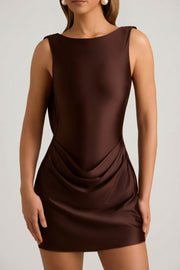 Oh Polly Monnie robe mini marron chocolat dos ouvert taille 34-46