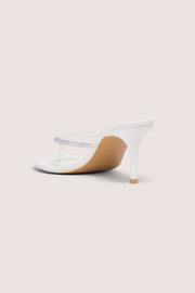 Oh Polly Coco Sandale à Talon Blanc Strass Talon 8cm