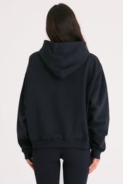 Oh Polly Knitwear BT0493 sweat à capuche noir coupe oversize