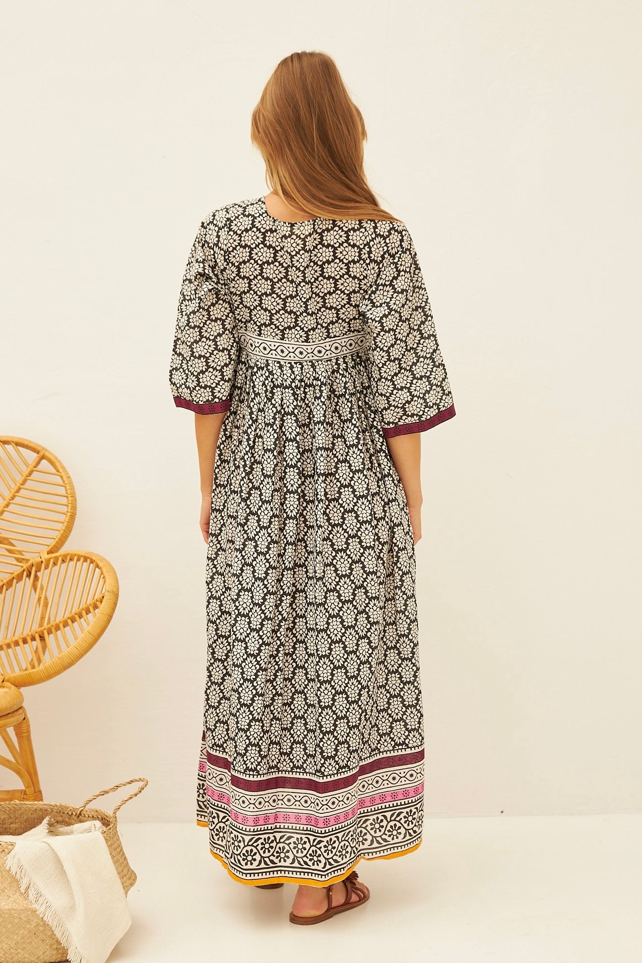 Chicosoleil Jamie robe longue noir Batik coton