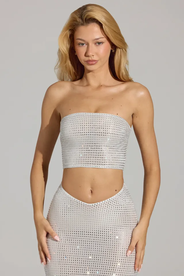 Oh Polly Nanaka Top bandeau strass blanc dos nu