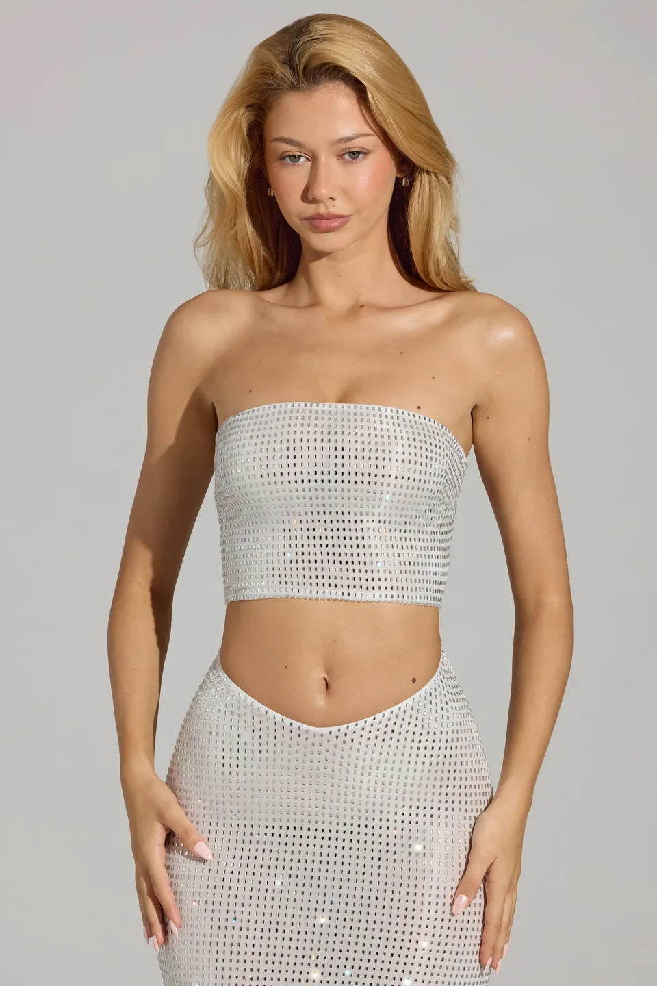 Oh Polly Nanaka Top bandeau strass blanc dos nu