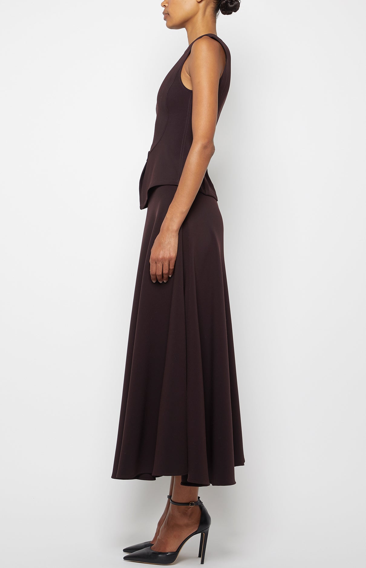 Prabal Gurung Front Seam Maxi jupe longue marron acajou