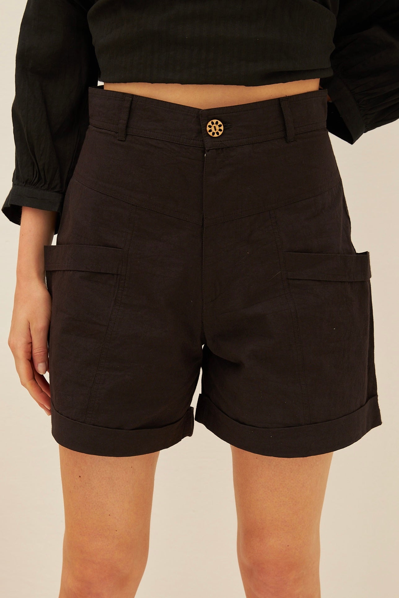 Chicosoleil Bebek short noir coton 4 poches