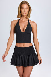 Oh Polly Nellary Ruffled Micro Mini Jupe Noir