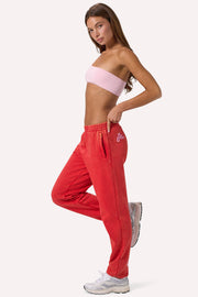 Oh Polly BT1352 Trousers jogging rouge oversize coton