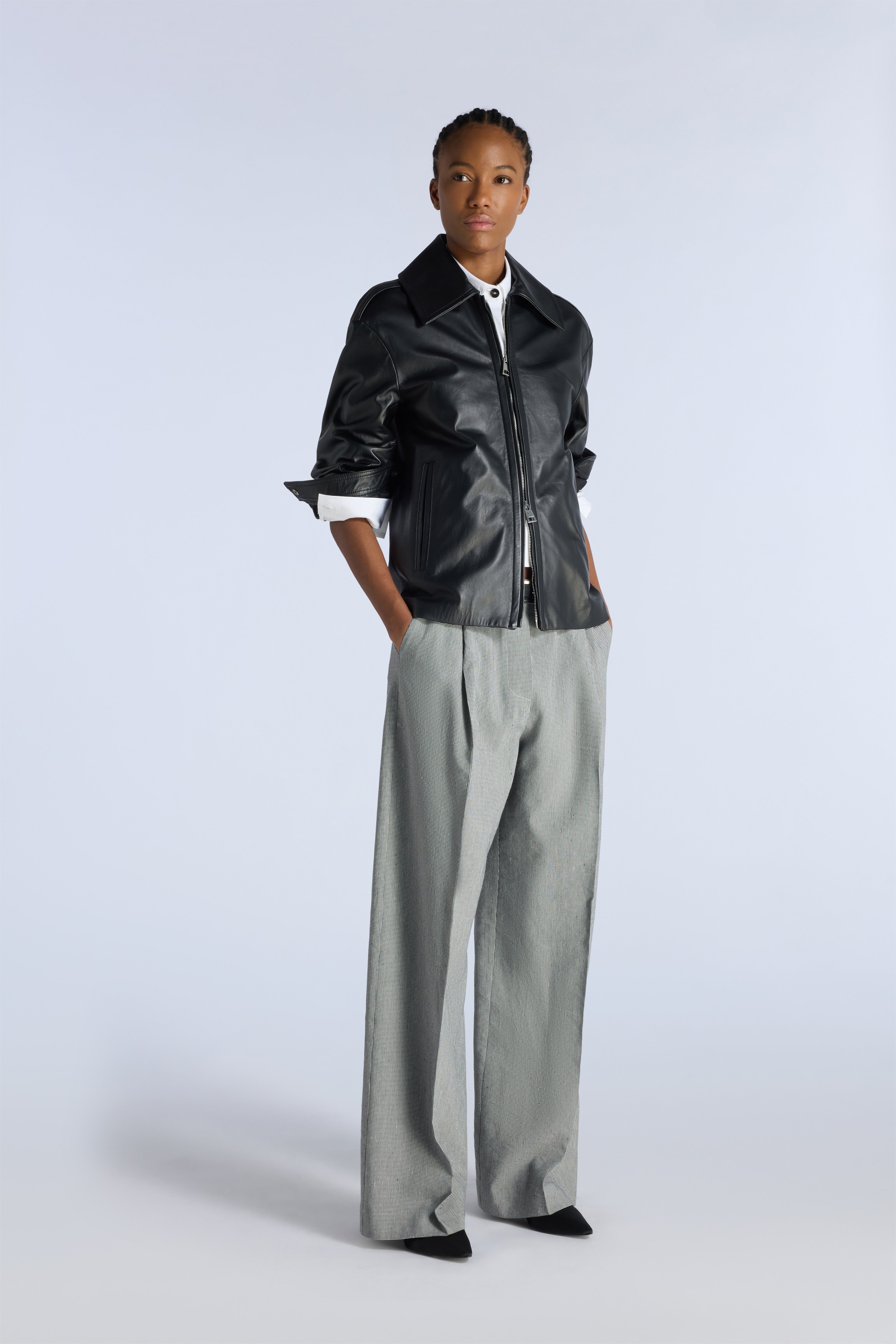 Liviana Conti Arthur pantalon palazzo pied de poule noir lin