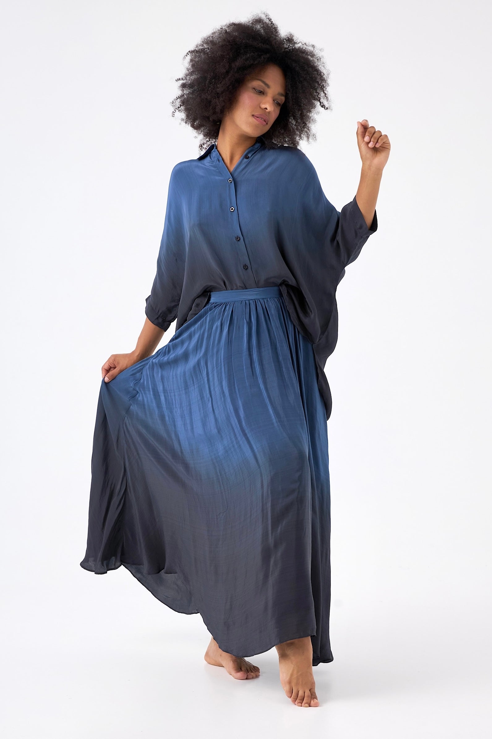 Chicosoleil Pixie jupe longue tie dye bleu viscose