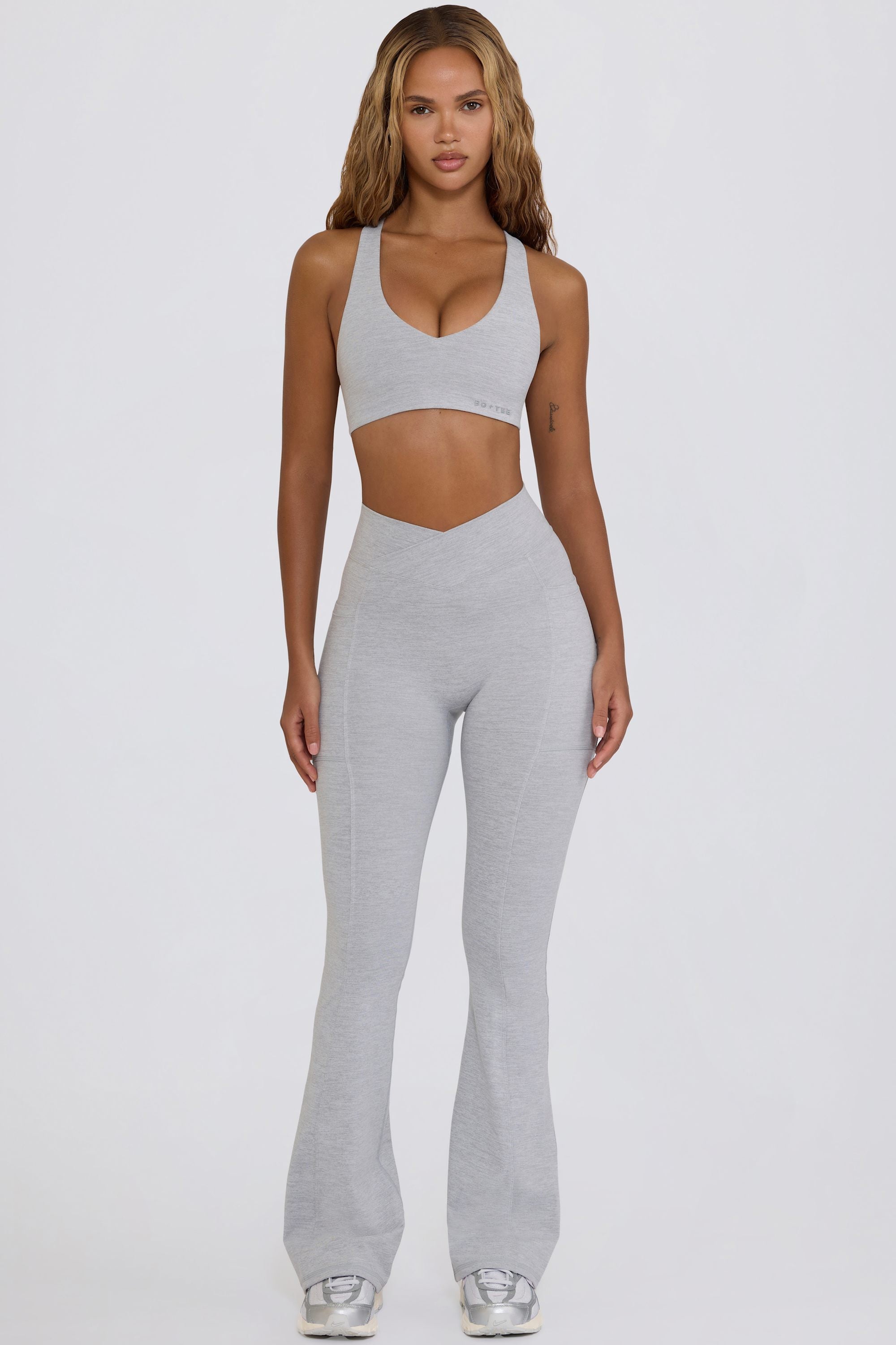 Oh Polly Bo+Tee Soft Active V-Waist Legging évasé gris